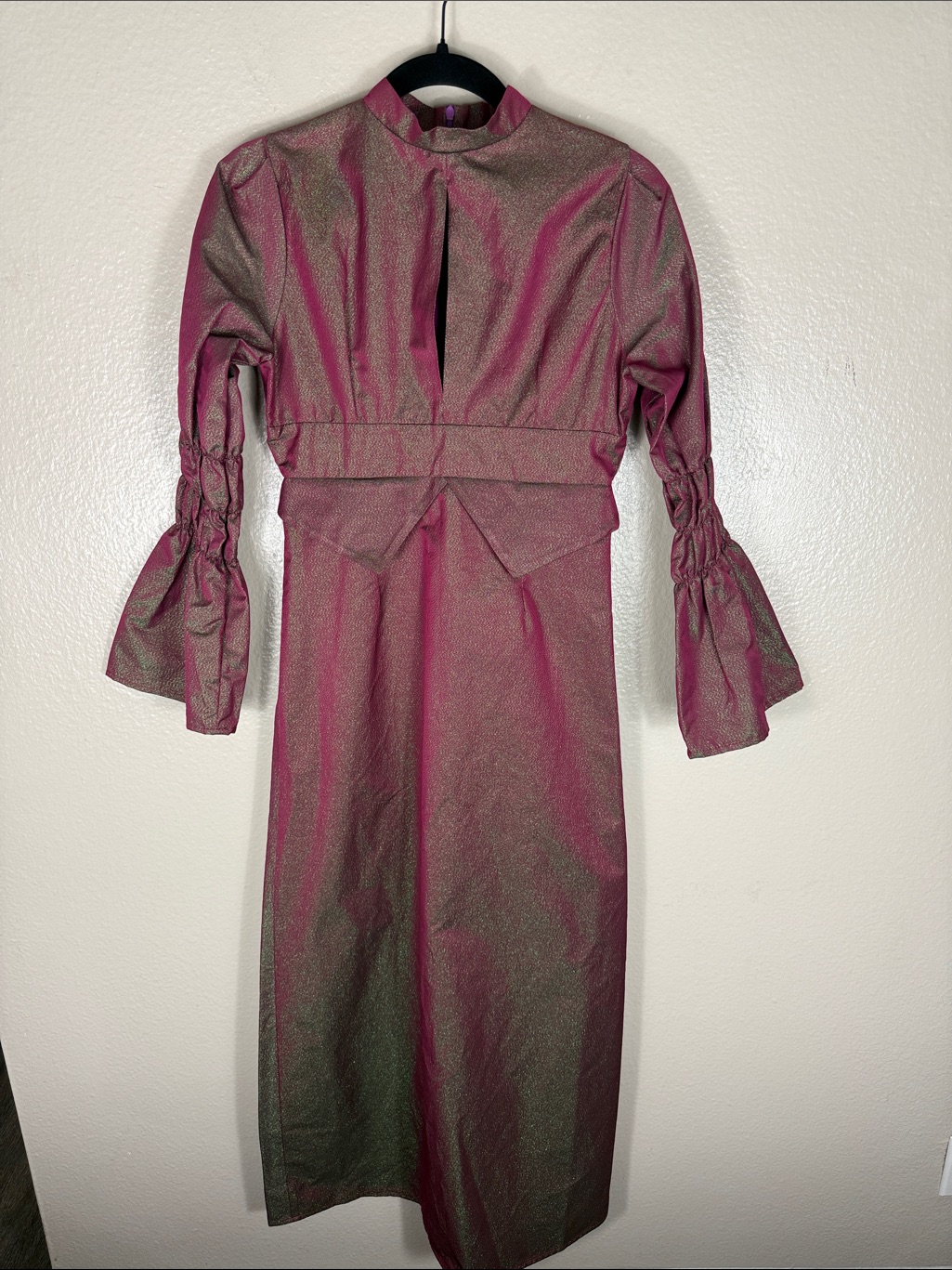 Destree Keith Pink And Green Metallic Finish Midi Dress — image 2 of 8